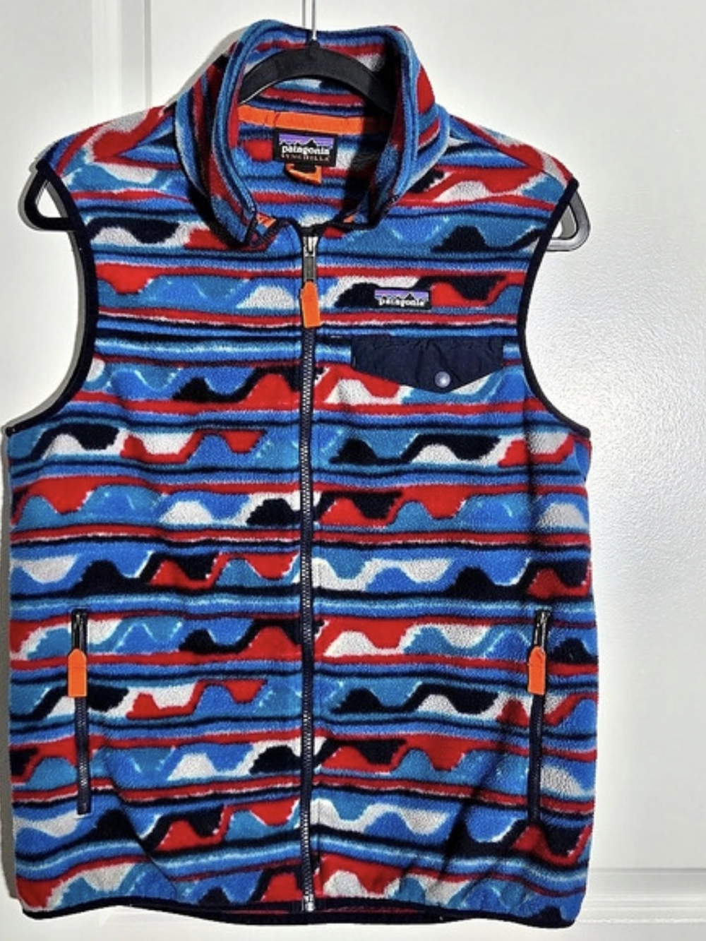 Patagonia Synchilla Fleece Vest Blue & Red Medium